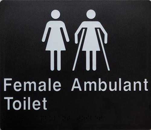 Female & Ambulant Toilet Braille Sign White on Black