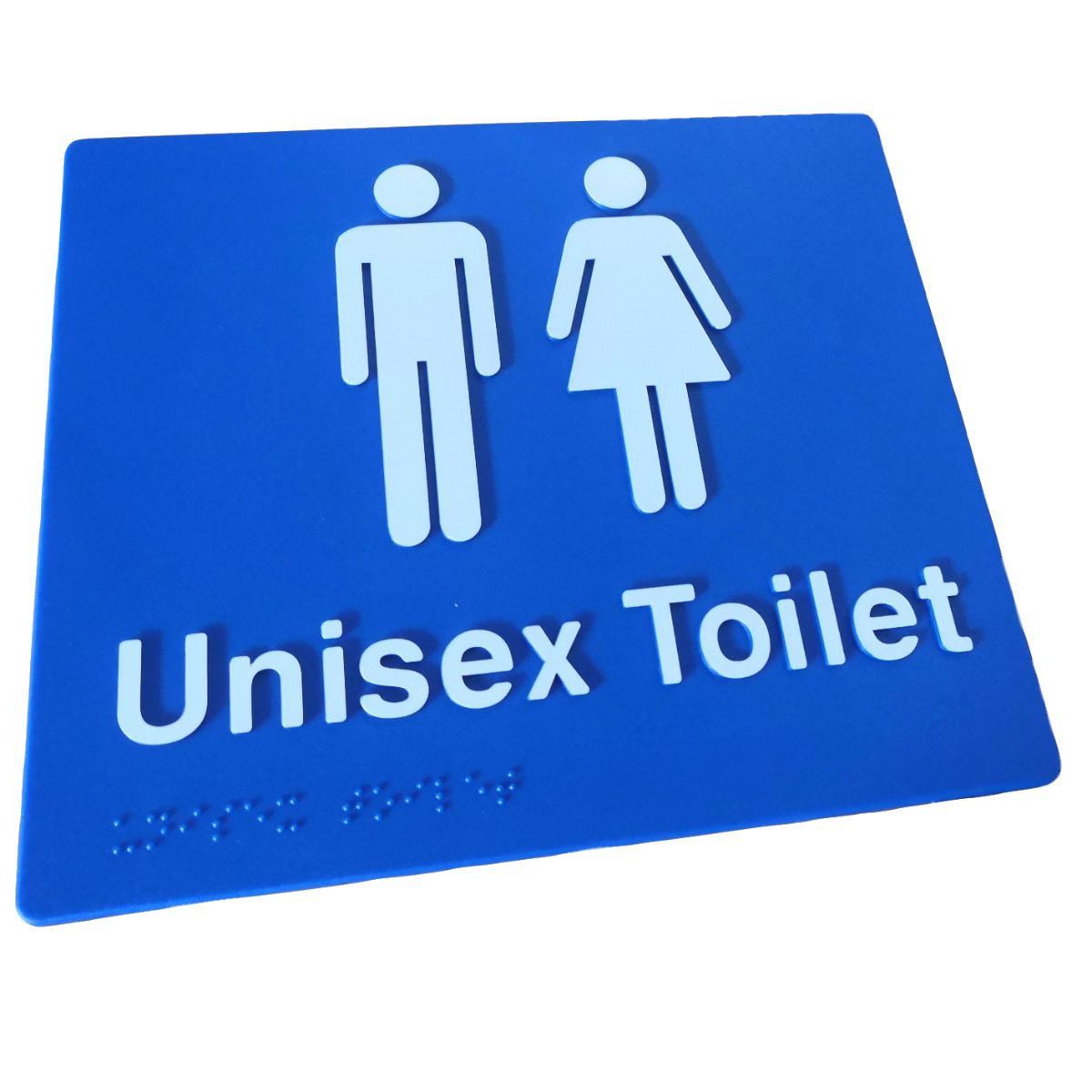 Unisex toilet braille sign
