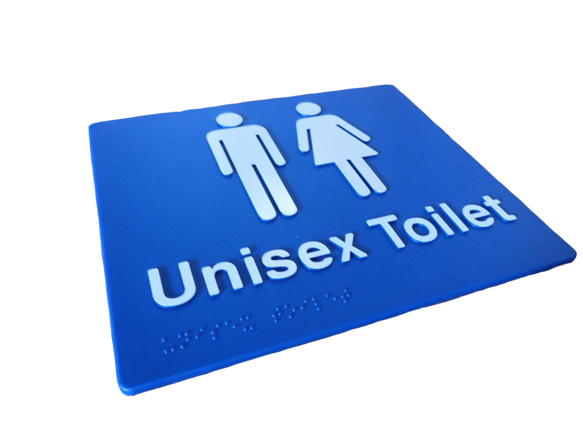 Unisex toilet braille sign