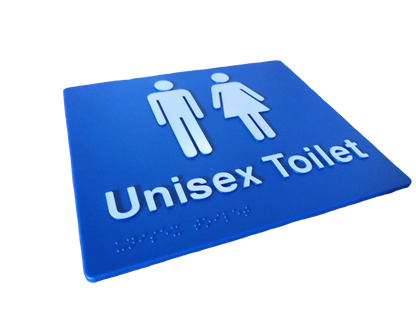 Unisex toilet braille sign