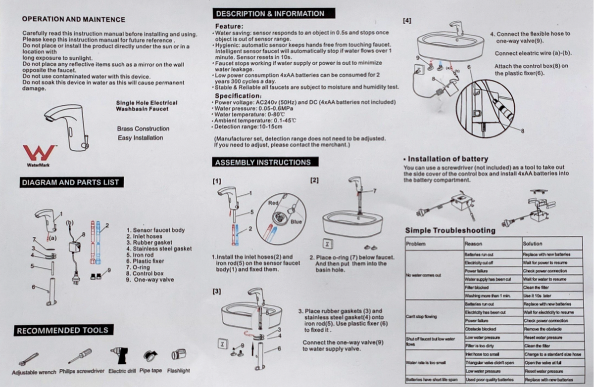 Chrome sensor-activated basin top water tap with adjustable hot/cold mixer for commercial bathrooms