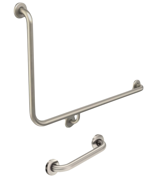 Grab Rail Set 90*Sloping Arm S'Steel Finish