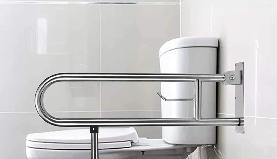 Stainless Steel Drop Down Foldable Grab Rail with Leg