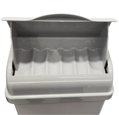 23L light grey sanitary and nappy bin for commercial washrooms made from recycled materials