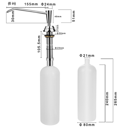Commercial Under Bench soap dispenser 6"Spout