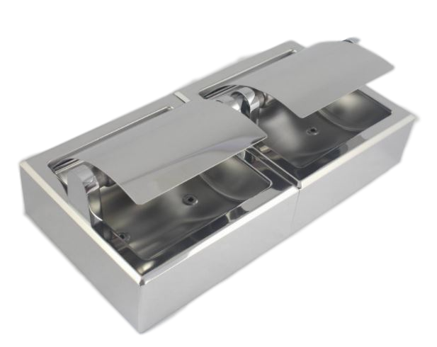 Twin Toilet Roll Holder Surface Mount S'Steel