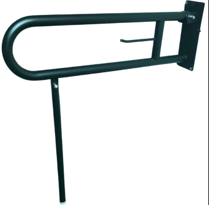 Powder Coated Black Drop Down Foldable Grab Rail
Bariatric toilet drop down hand rail.