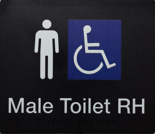 Male Toilet  RH braille sign
