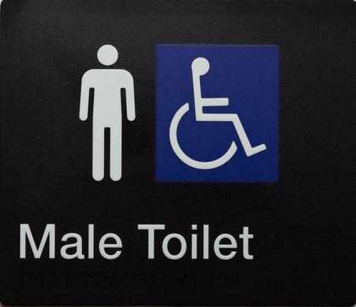 Male Disable Toilet White on Black