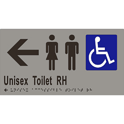 SP07-RH-LA Unisex Disabled Toilet Right Hand Stainless Steel Braille Sign