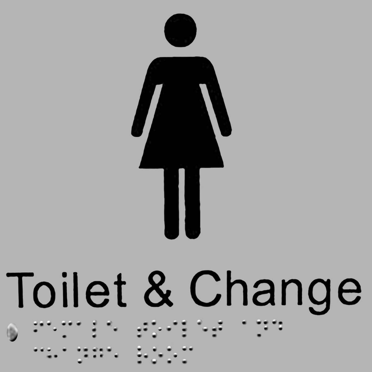 Toilet and change braille sign